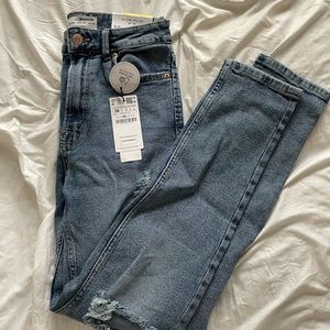 Stradivarius Tall Slim Mom Jeans with Stretch and Rip